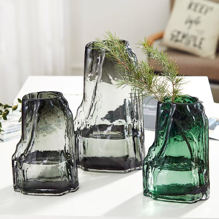 Çin tarzı yapay taş döşeli cam vitray vazo